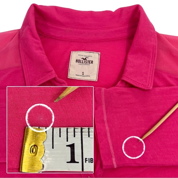 Hollister Tee Mesh Shoulder Button Front Hot Pink Barbiecore Medium M - Picture 8 of 17